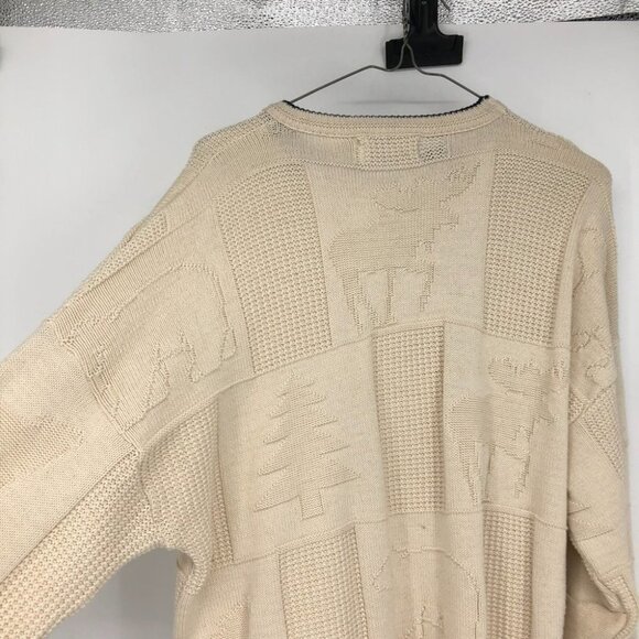 Vintage Brimwick Creme Yellowstone crew oversized sweater moose bear trees - Picture 8 of 15